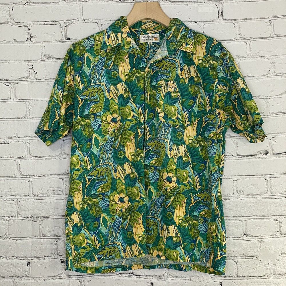 Vintage Hawaiian Floral Button Up Shirt Size L Golden Bear Jack Nicklaus Korean